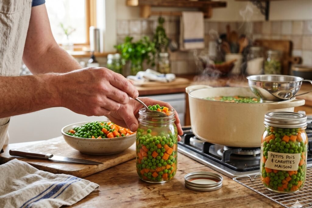 Comment faire des petit pois carotte en conserve